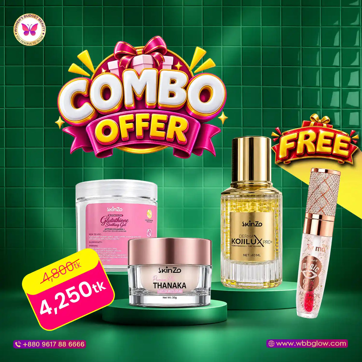 SkinZo Complete Radiance & Hydration Combo – Brightening, Hydration, Glow & Anti-Aging Care